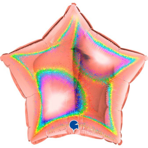 Фольгированная  звезда розовое золото голография - Шары и праздники