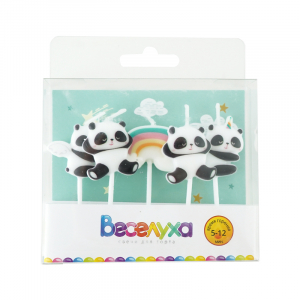 Набор свечей на шпажках "Панда на радуге" - Шары и праздники